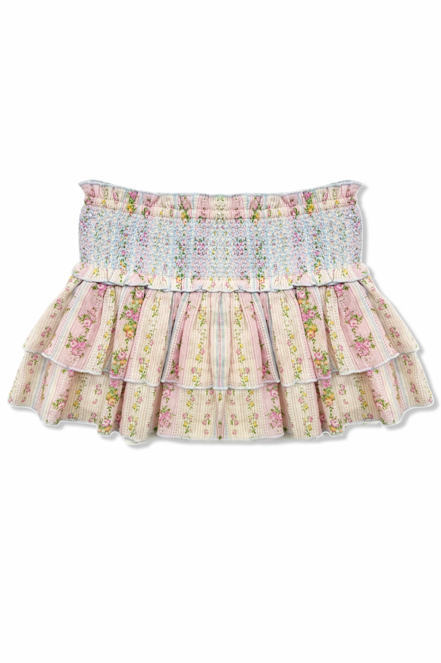 JUNIOR DOMINIQUE PRINTED SMOCKED WAIST RUFFLE SKORT