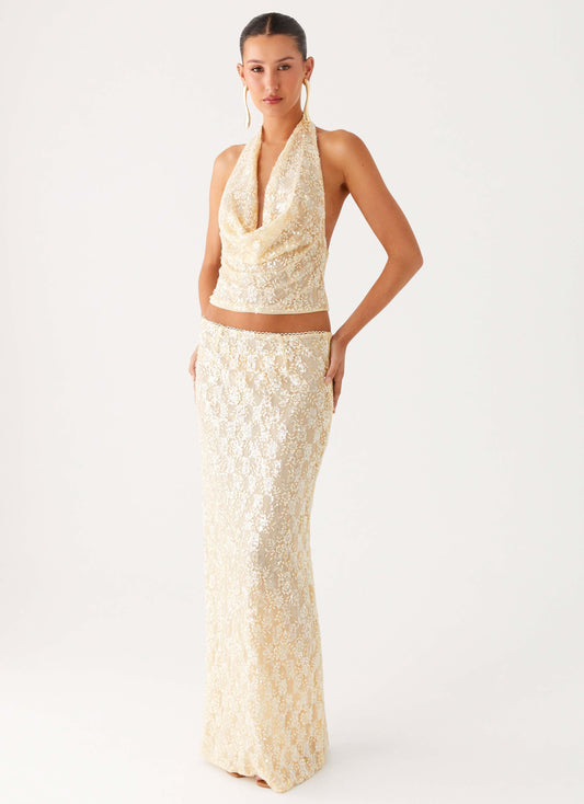 Bling It On Maxi Skirt Ivory