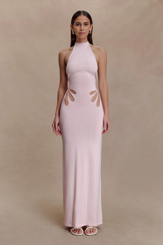 Brock Knit Halter Maxi Dress Baby Pink