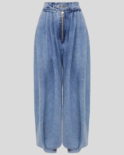 High Waist Zipper Cuffs Casual Retro Loose Jeans