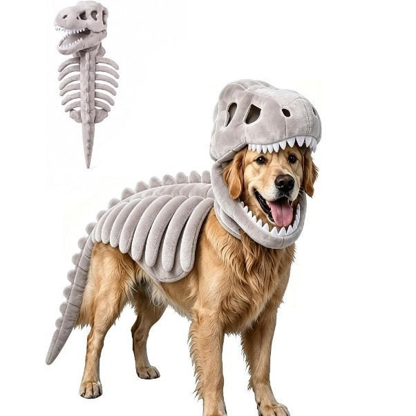 Dinosaur Skeleton Pet Costume | Halloween Outfit for Dogs & Cats