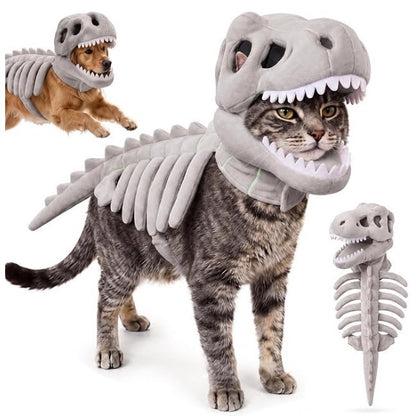 Dinosaur Skeleton Pet Costume | Halloween Outfit for Dogs & Cats