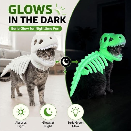 Dinosaur Skeleton Pet Costume | Halloween Outfit for Dogs & Cats