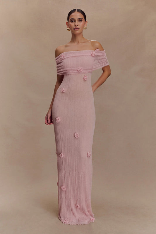 Brynn Orchid Knit Maxi Dress Pastel Pink