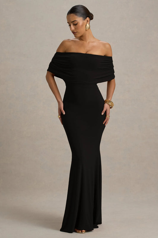 Bowden Black Bardot Maxi Dress