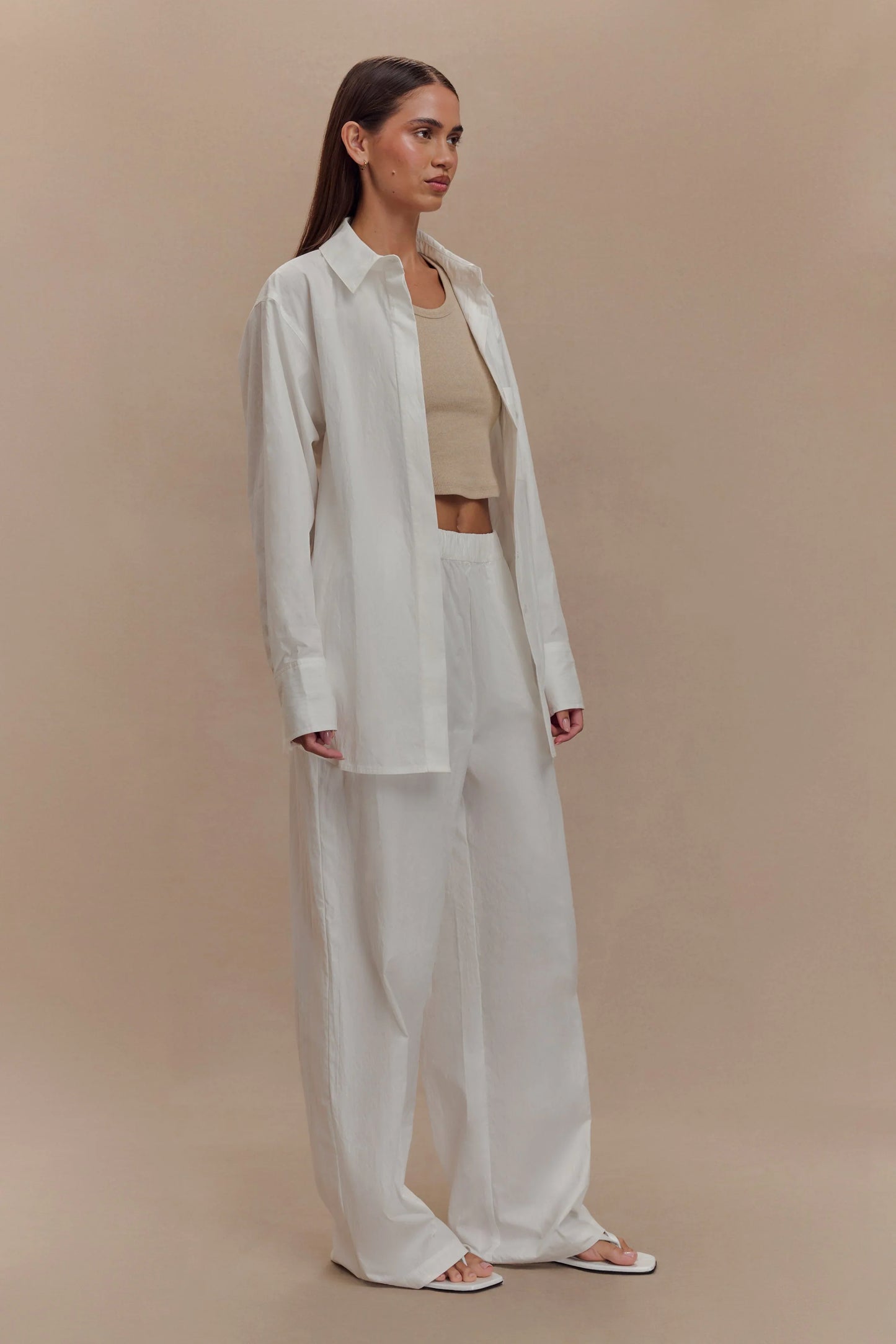 Campbell Cotton Wide Leg Pants White