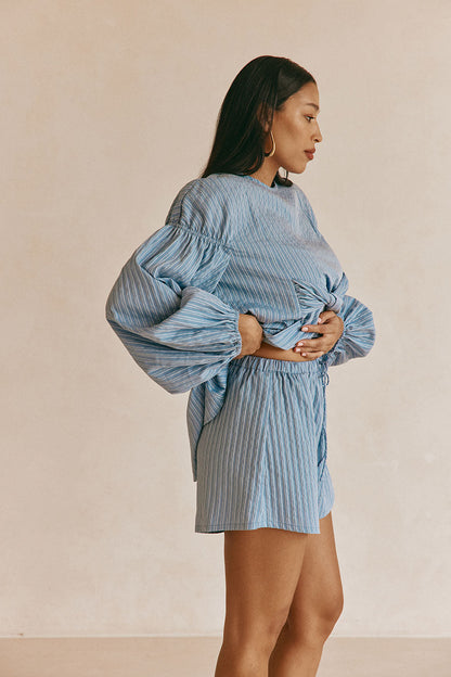 Hailey Shorts - Blue Stripe