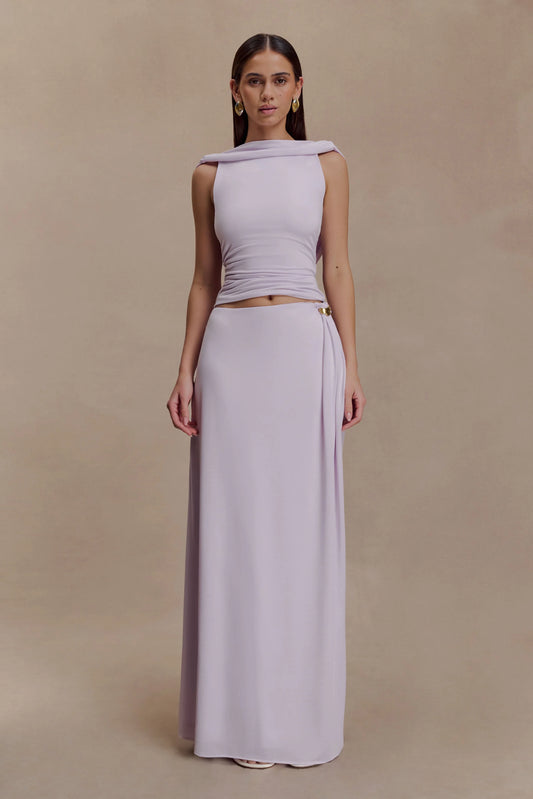 Bridget Slinky Maxi Skirt With Hardware Dusty Lilac