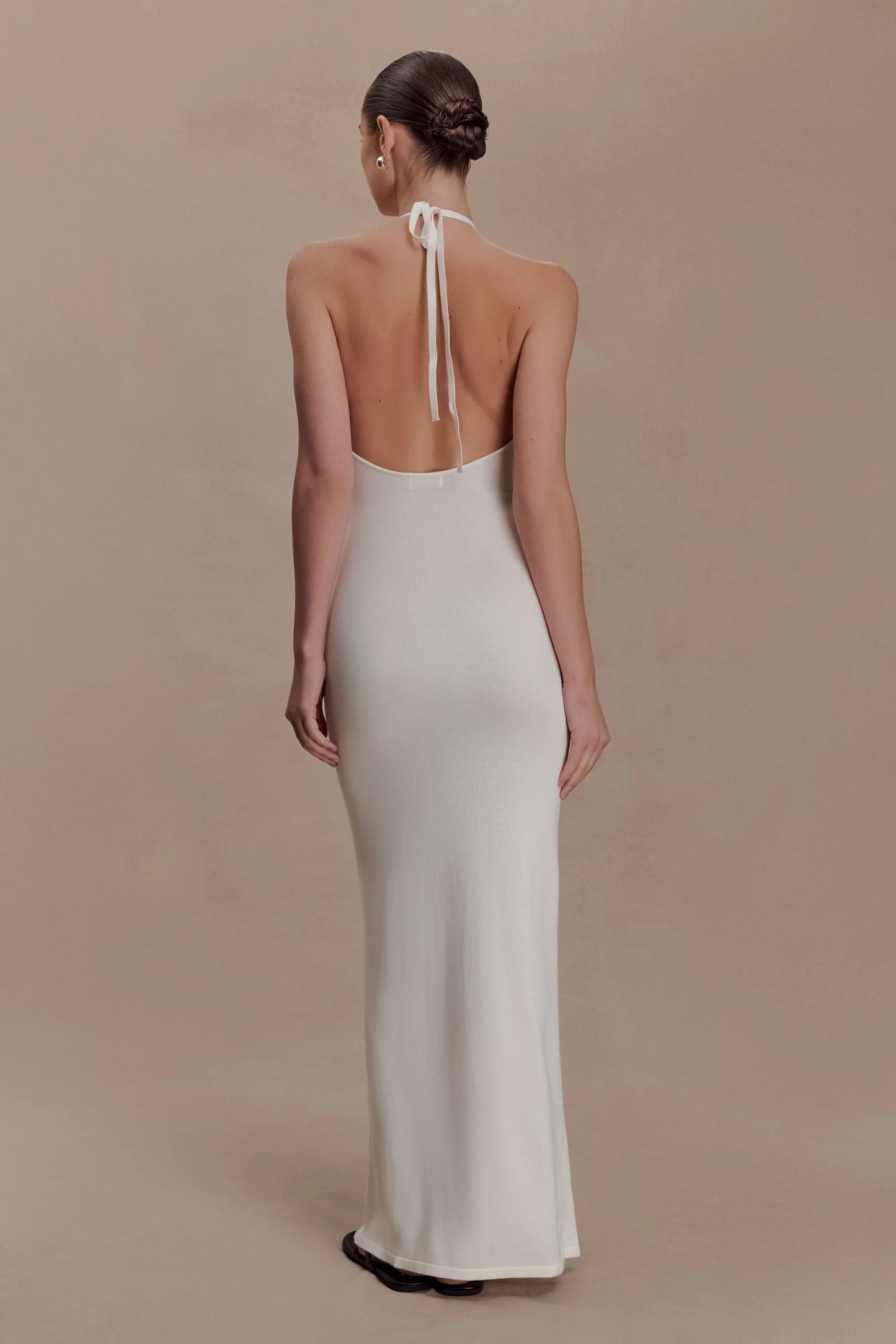 Brock Knit Halter Maxi Dress White