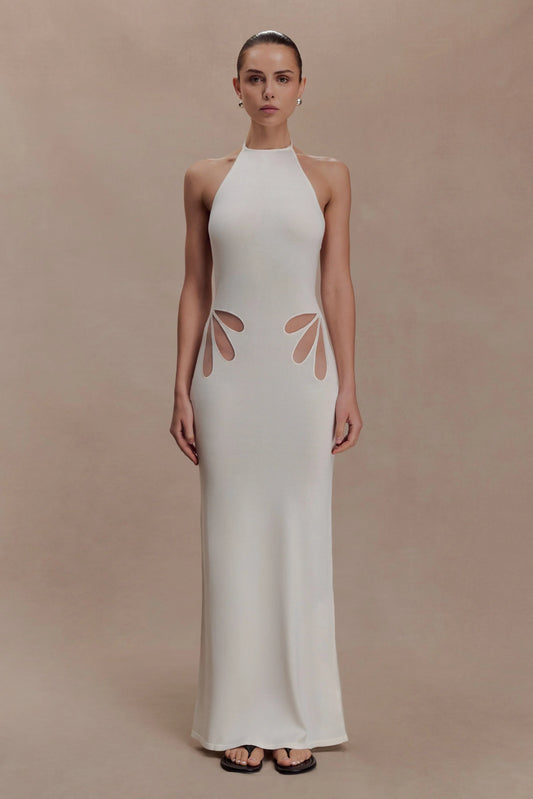 Brock Knit Halter Maxi Dress White