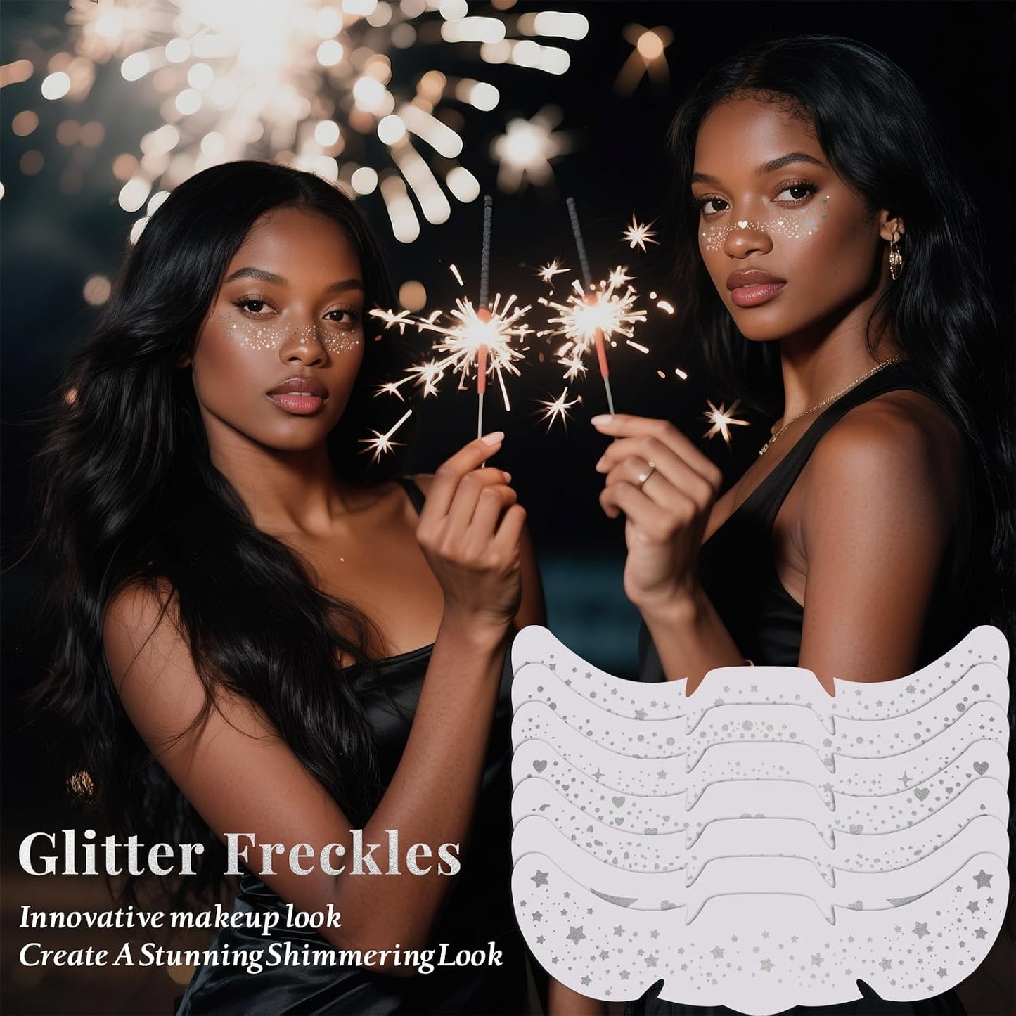 Face Glitter Stencil Patches, Facial Template Stickers for Festival Makeup