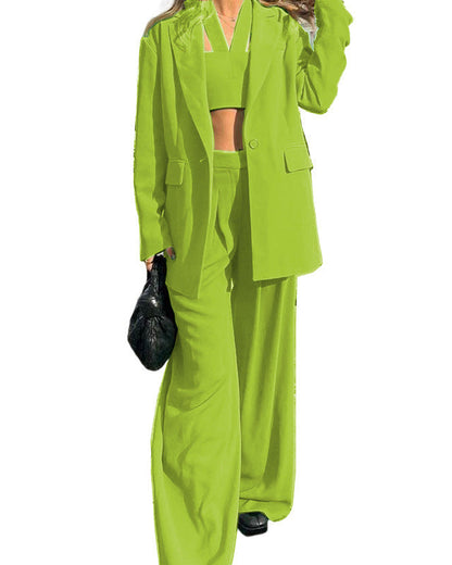 Long Sleeve Blazer Casual Trouser 3 Piece Set