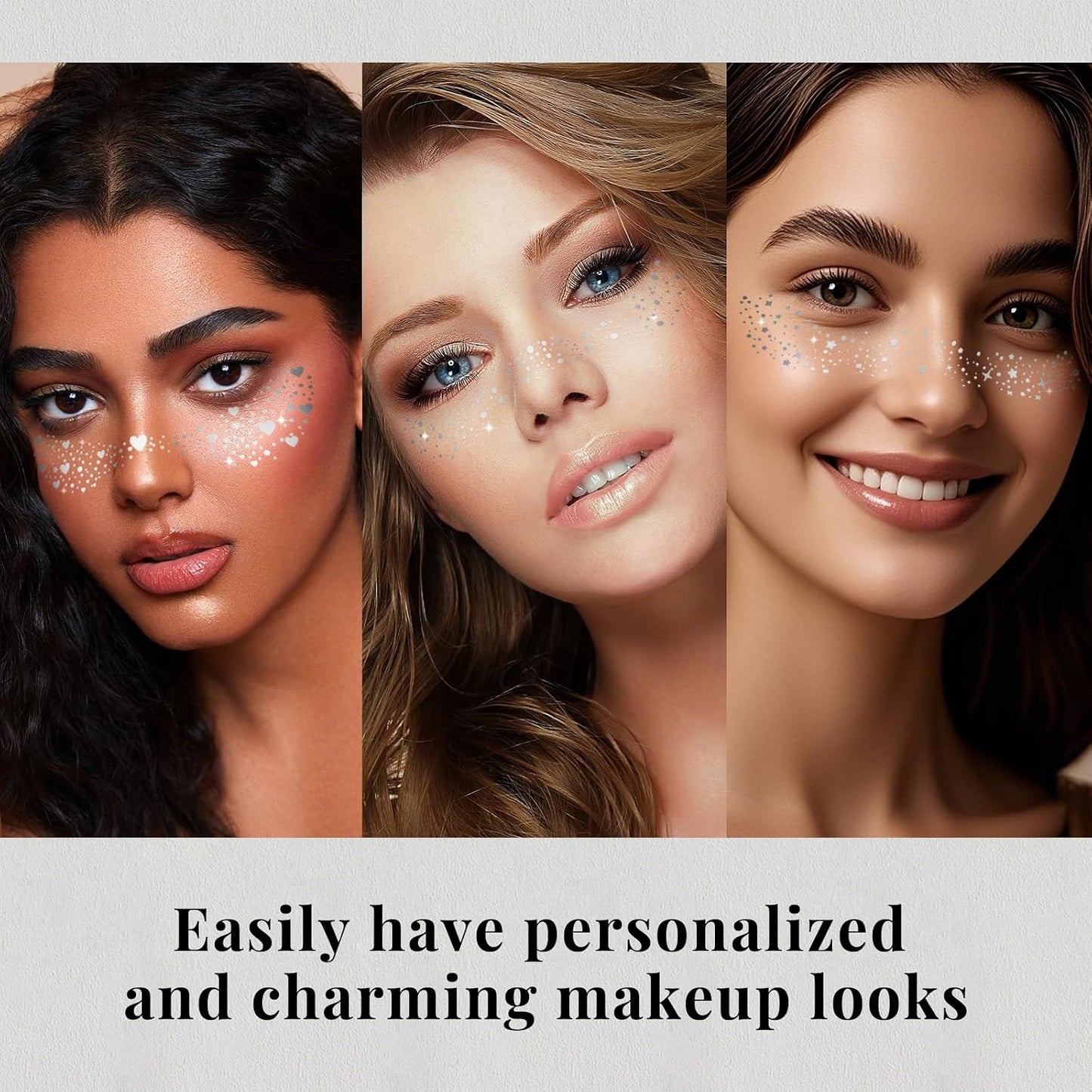 Face Glitter Stencil Patches, Facial Template Stickers for Festival Makeup