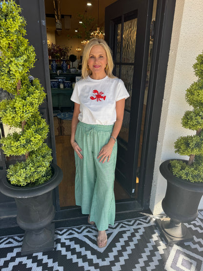 Lobster Tee - Off White/Red