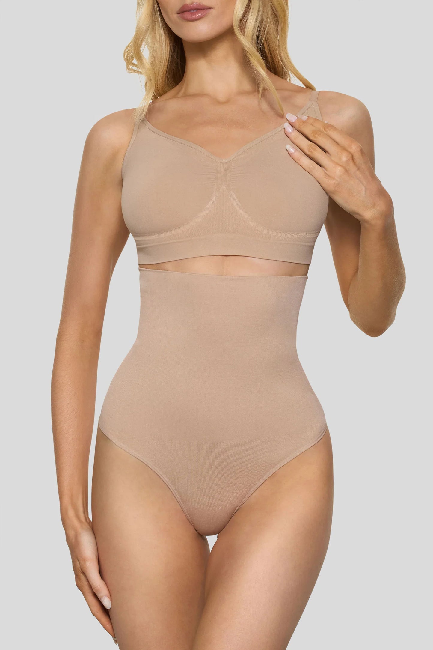 BOOMBA Beige High Waisted Thong Shapewear