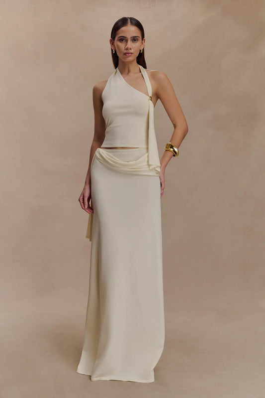 Bowie Low Rise Knit Maxi Skirt Ivory