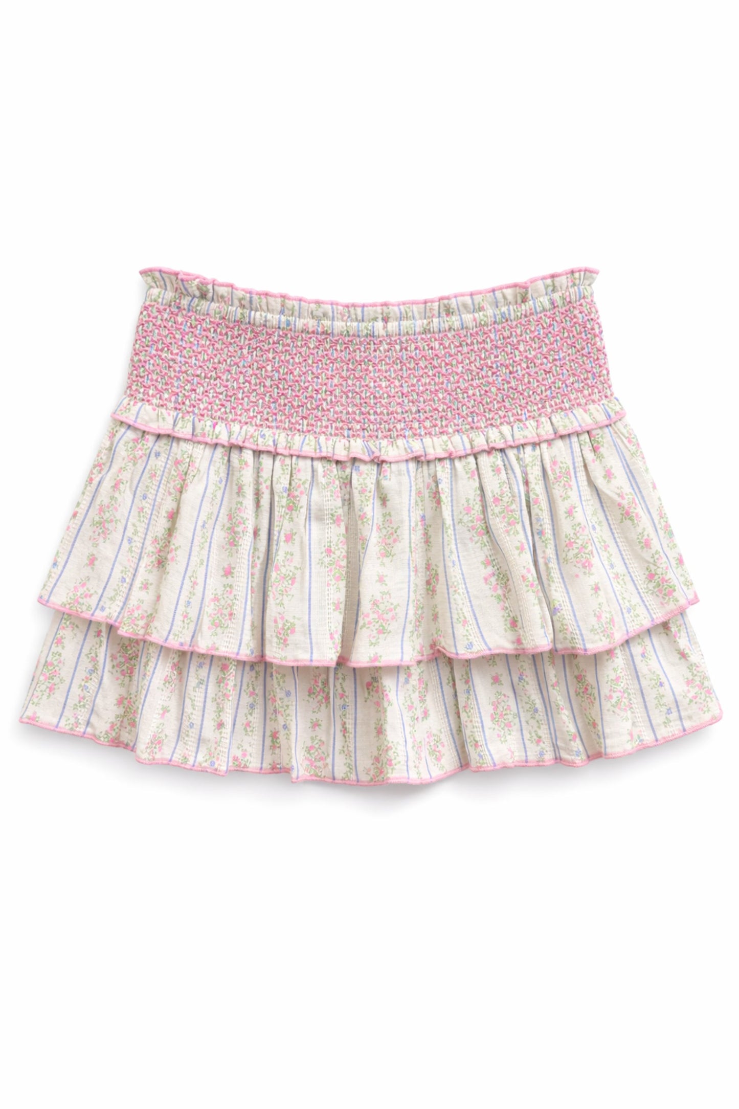TWEEN DOMINIQUE PRINTED SMOCKED WAIST RUFFLE SKORT