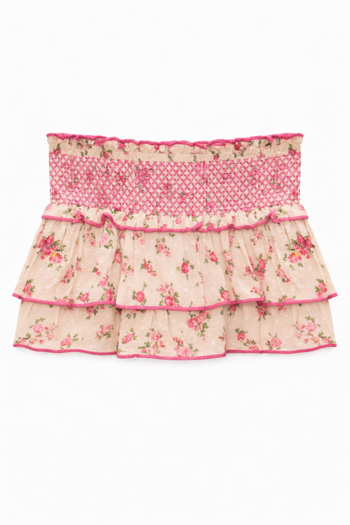 TWEEN DOMINIQUE PRINTED SMOCKED WAIST RUFFLE SKORT