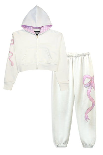 TWEEN DYLAN BOW APPLIQUE ZIP HOODIE
