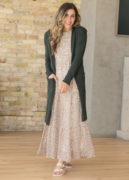 Essential Moss Green Long + Soft Cardigan