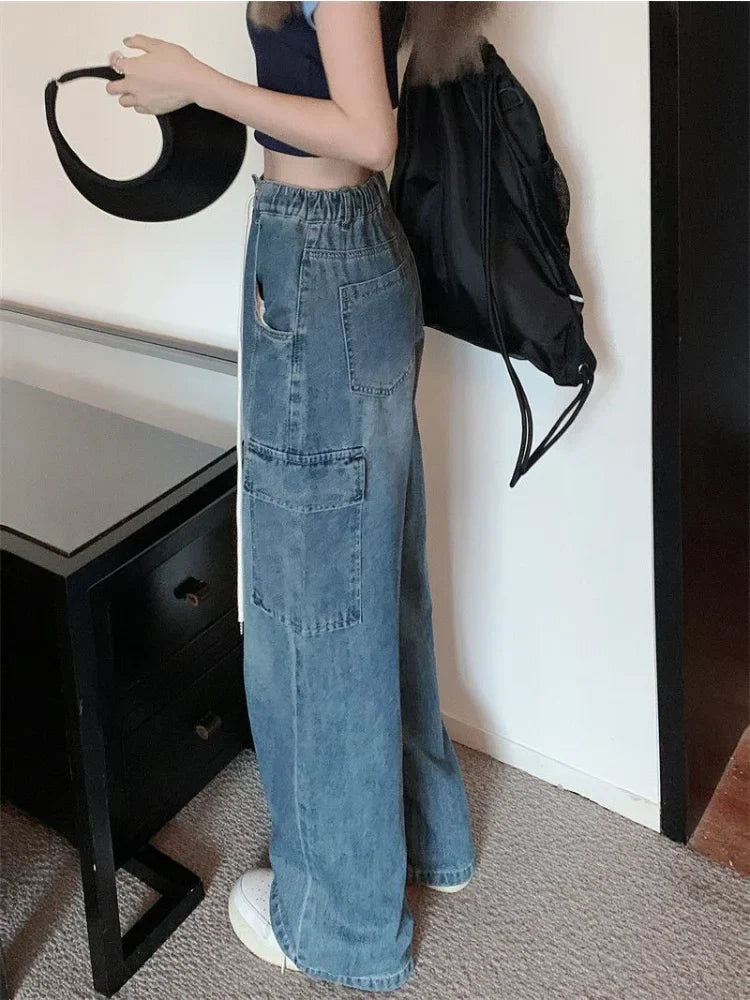 Harajuku Y2K Drawstring Baggy Streetwear Cargo Pockets Wide Leg Pant