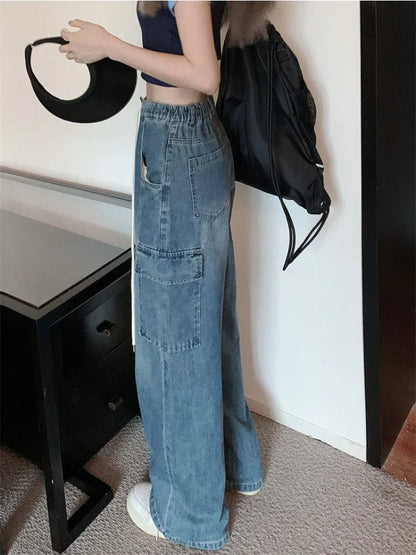 Harajuku Y2K Drawstring Baggy Streetwear Cargo Pockets Wide Leg Pant