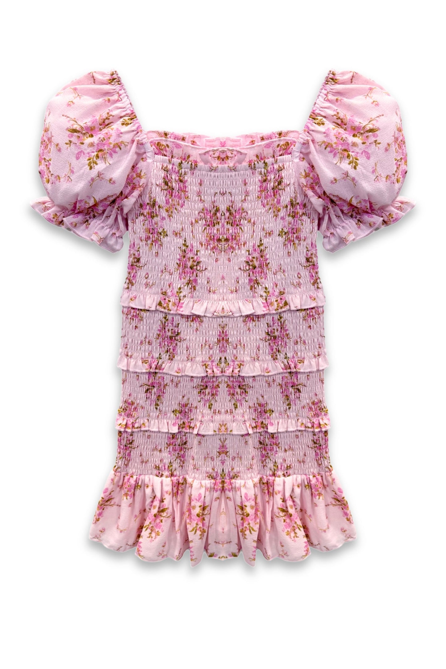TWEEN LAILA PRINTED SMOCKED PUFF SLEEVE DRESS - FINAL SALE