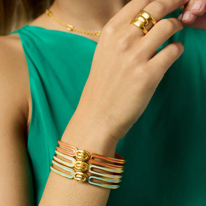 Laguna Enamel Hinge Bangle - Ivory Enamel