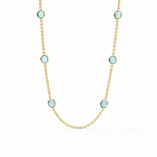 Laguna Stone Station Necklace - Aquamarine Blue