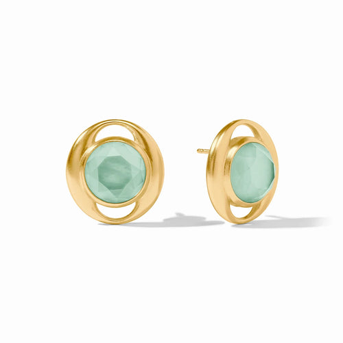 Laguna Stone Stud - Iridescent Aquamarine Blue