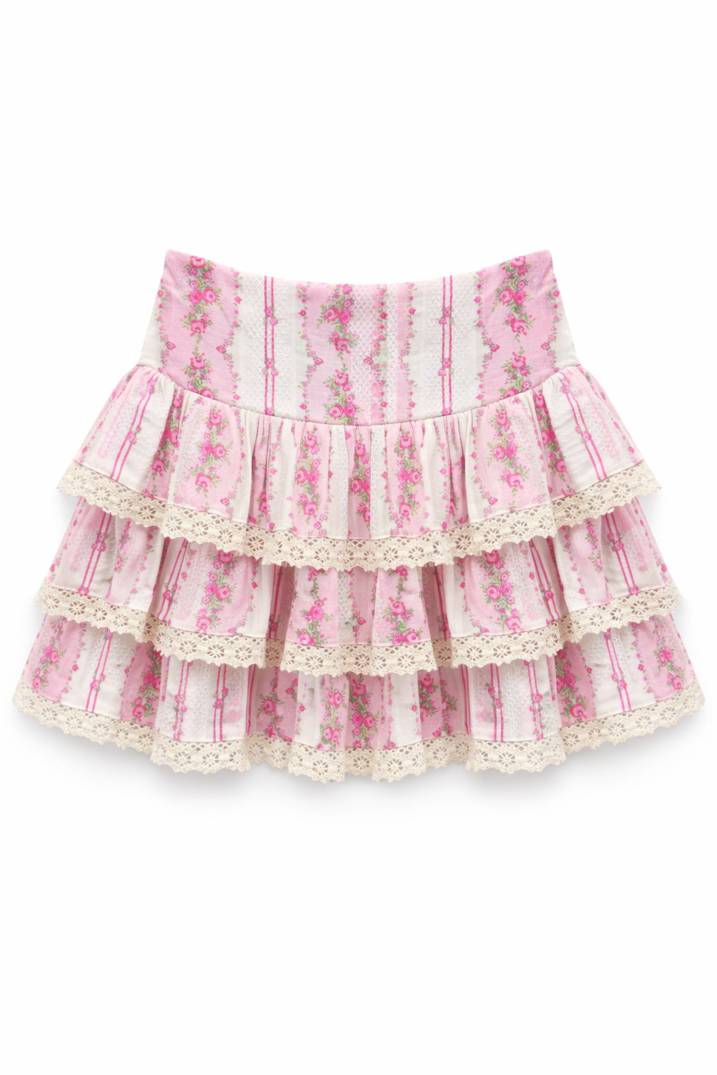 TWEEN MELODY PRINTED DROP WAIST LACE TRIM SKIRT