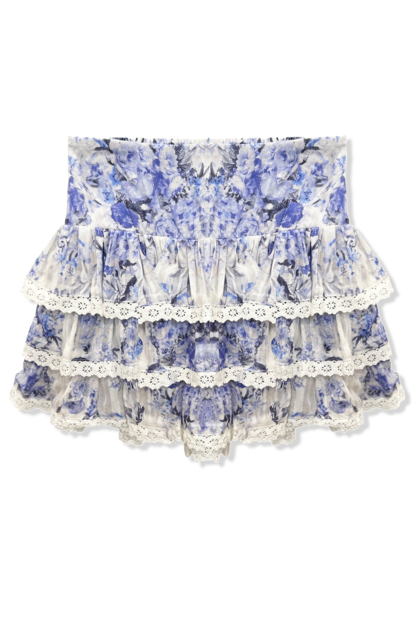 TWEEN MELODY PRINTED DROP WAIST LACE TRIM SKIRT