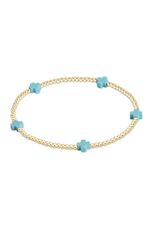 Egirl signature cross small 2mm gold bracelet - mint