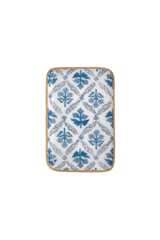 Vine Floral Blue Trinket Tray