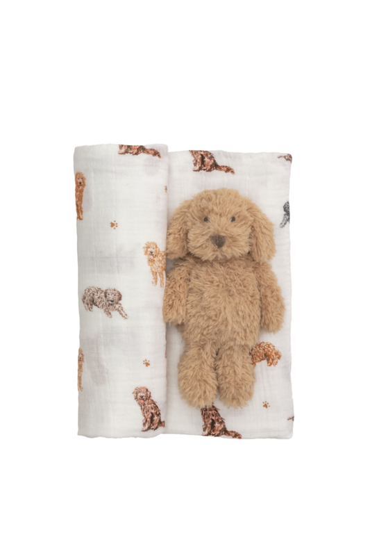 Doodle Swaddle & Rattle Set
