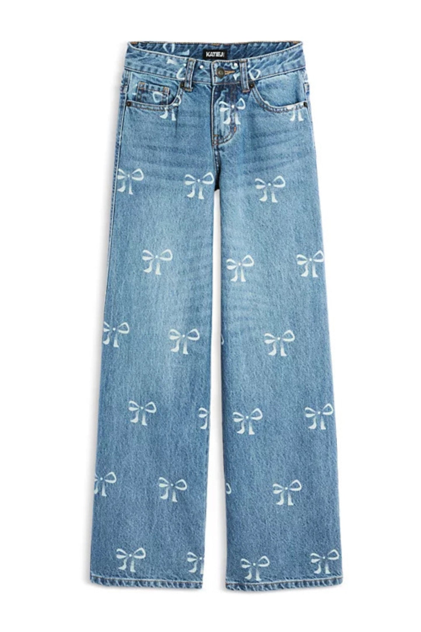 TWEEN CHICAGO DISTRESSED BOW PRINT LOW RISE JEANS