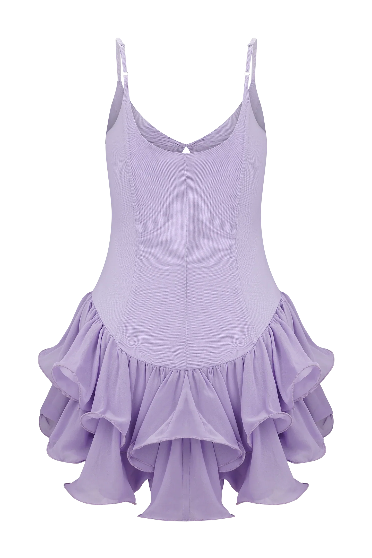 Calantha Ruffle Mesh Mini Dress Lilac