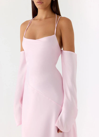 Breathe Me Long Sleeve Maxi Dress Baby Pink