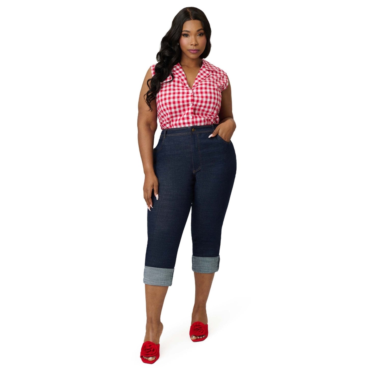 Barbieâ€šÃ‘Â¢ x Unique Vintage Plus Size Red Gingham Picnic Blouse