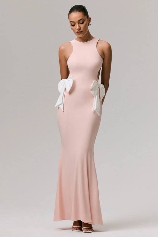 By Your Side Pink Cut Out Maxi Dress With Bows