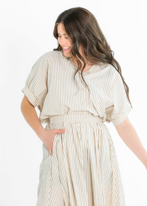 Black Striped Button-Up Top - FINAL SALE