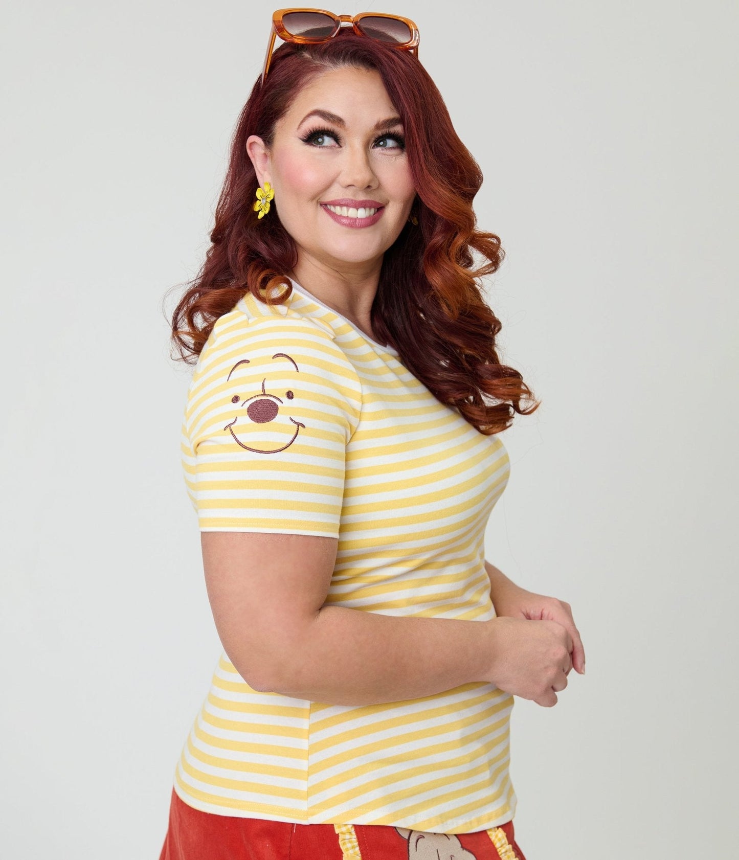 Disney Winnie the Pooh Collection by Unique Vintage Plus Size Yellow Stripe Back to Basics Top