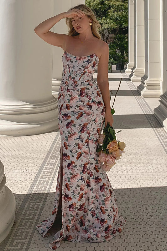 Blenheim White Floral Corset Bodycon Maxi Dress
