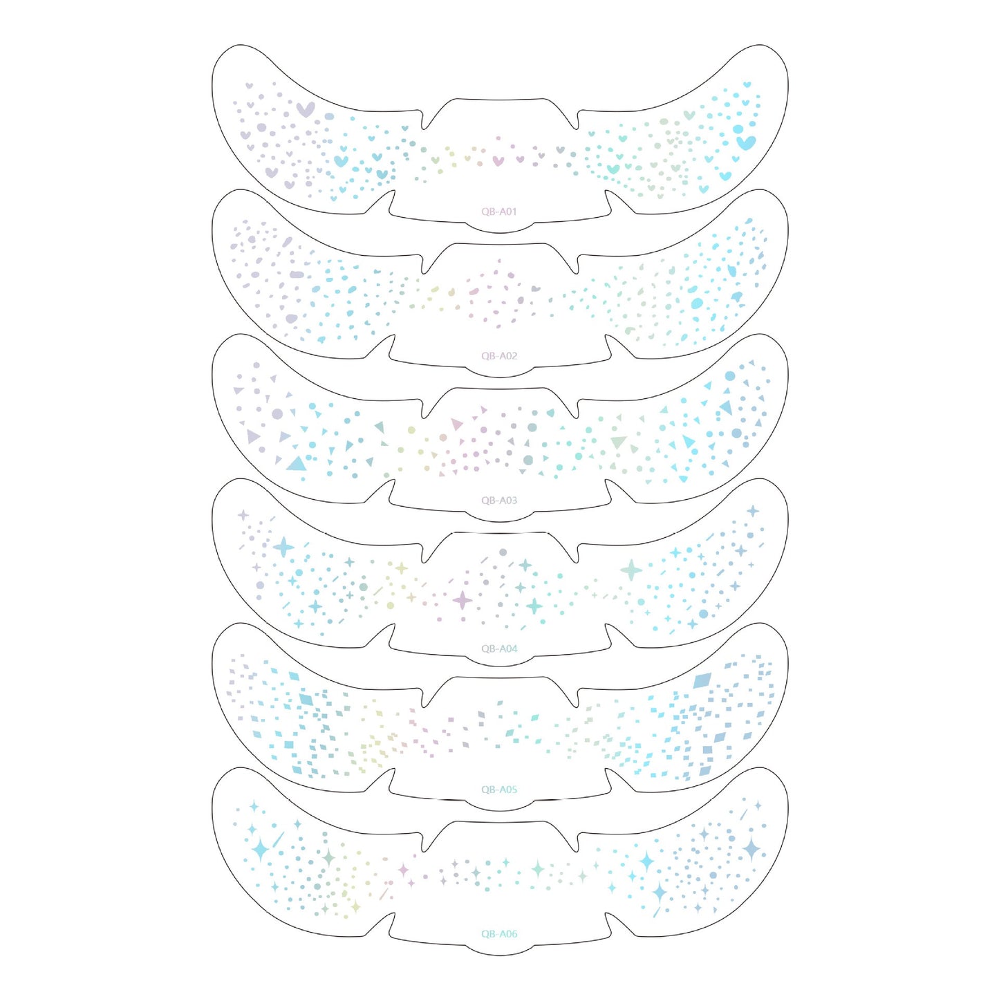 Face Glitter Stencil Patches, Facial Template Stickers for Festival Makeup