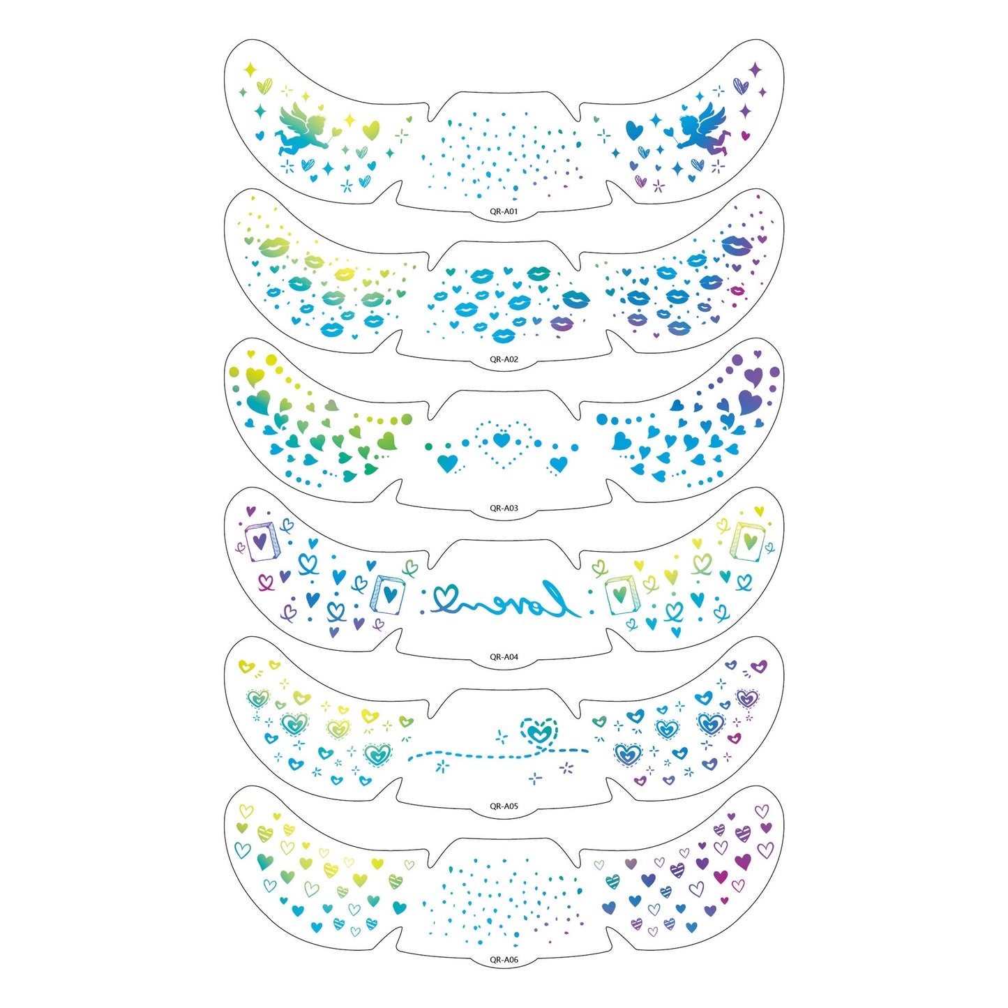 Face Glitter Stencil Patches, Facial Template Stickers for Festival Makeup