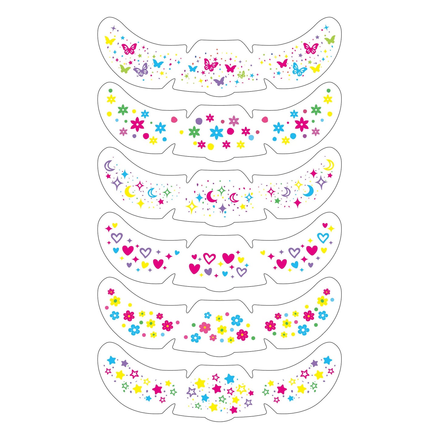 Face Glitter Stencil Patches, Facial Template Stickers for Festival Makeup