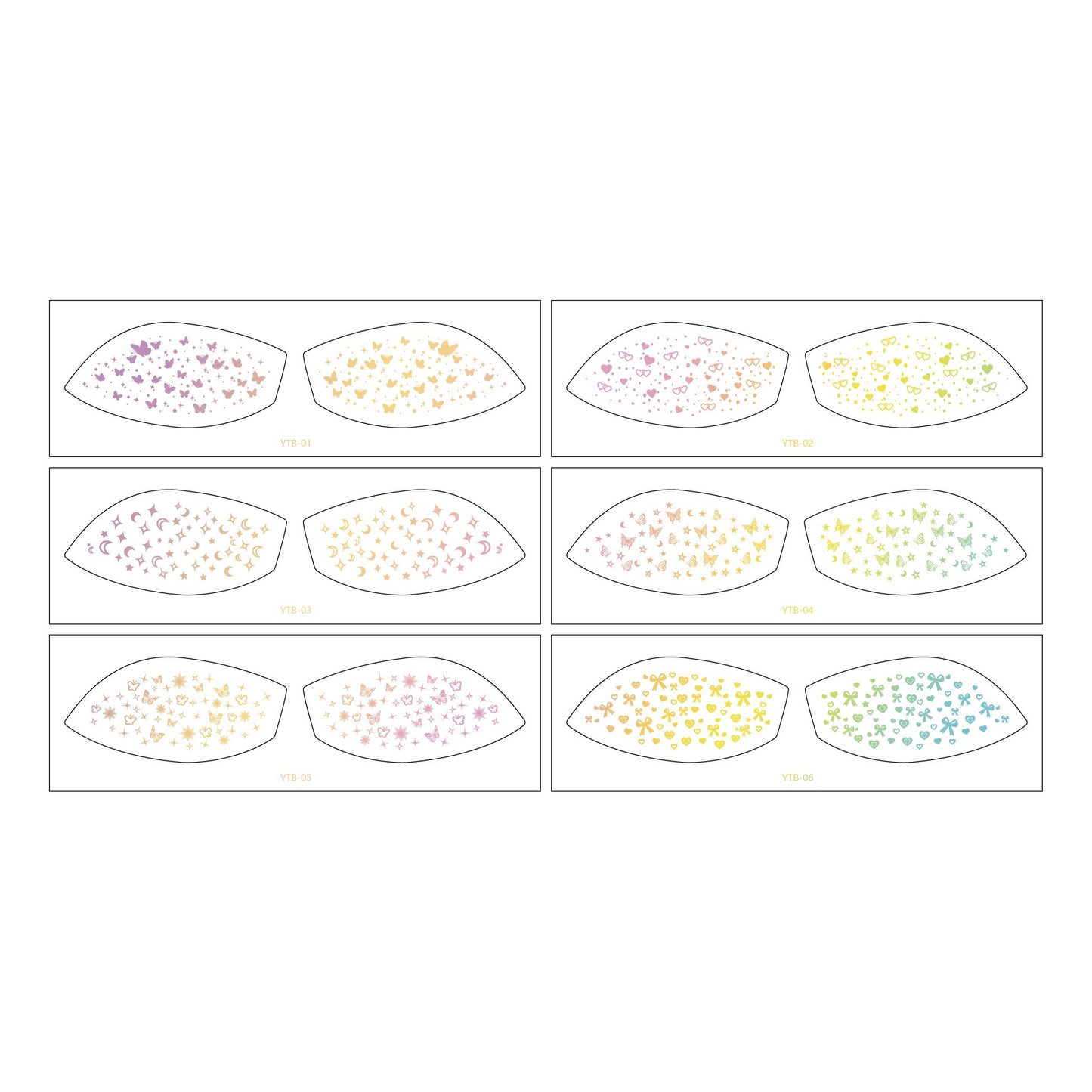Face Glitter Stencil Patches, Facial Template Stickers for Festival Makeup