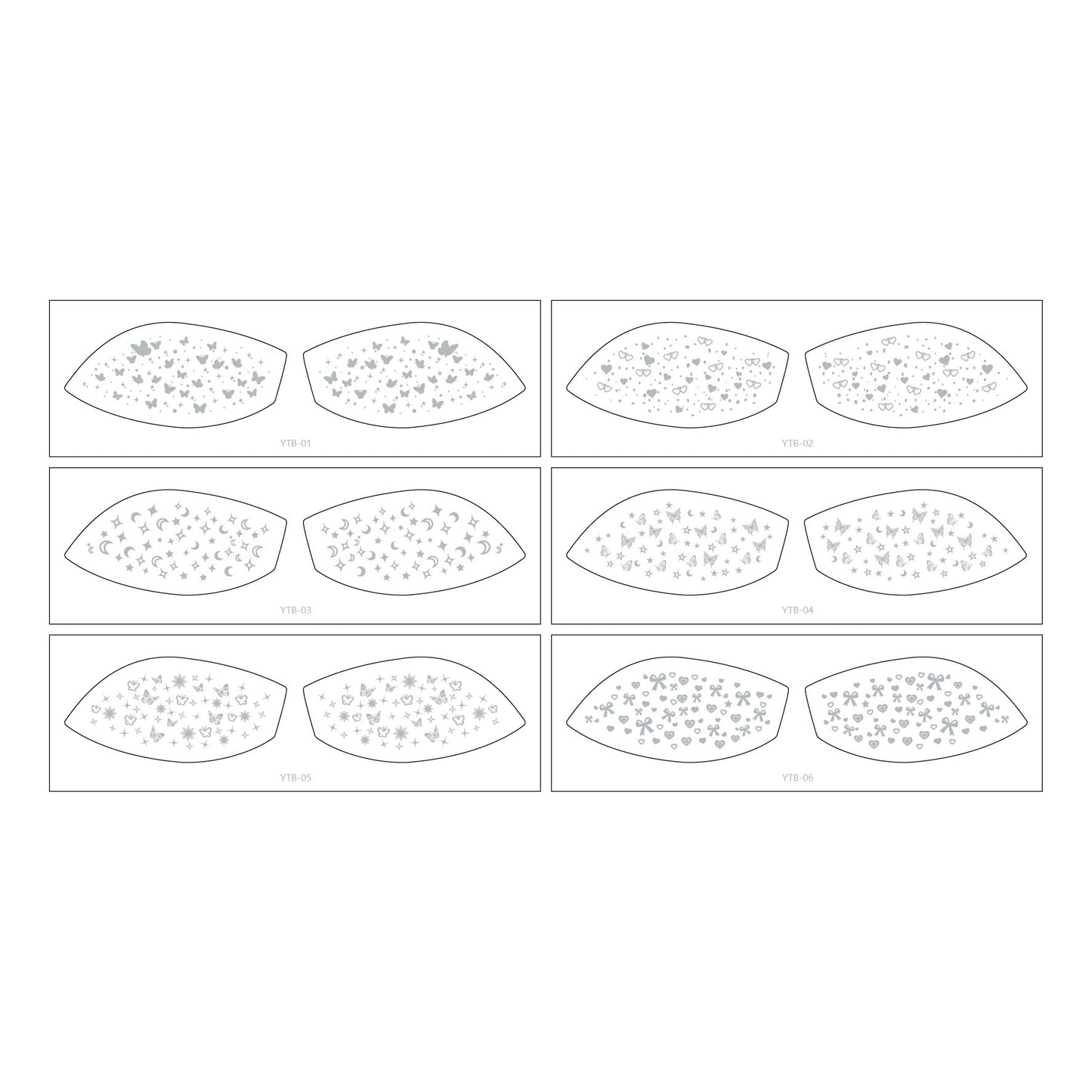 Face Glitter Stencil Patches, Facial Template Stickers for Festival Makeup