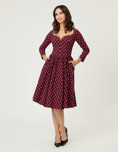 Disney Holiday Collection by Unique Vintage Red Mickey Plaid Swing Dress