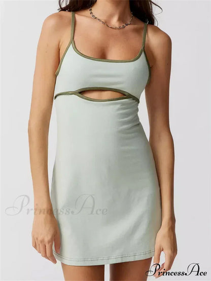 Spaghetti Strap Sleeveless Summer Cutout Backless Party Mini Dress